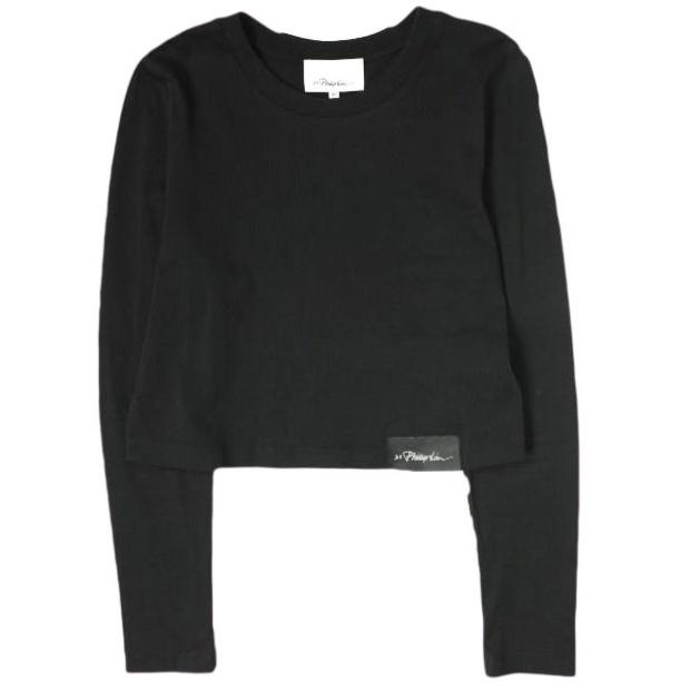 3.1 Phillip Lim スリーワン フィリップリム 20SS L/S LOGO TEE ロングスリーブロゴTシャツ S201-1142NHJ XS BLACK 長袖 カットソー g20170 | 