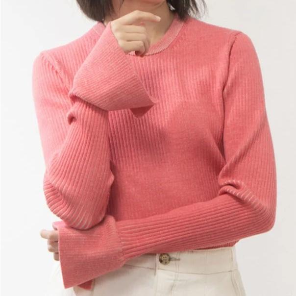 3.1 Phillip Lim スリーワン フィリップリム 22SS リブ編みウール フレアスリーブクルーネックニット F221-7694BCL XS PINK 定価88,000円 |  | 02