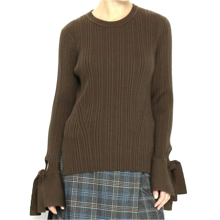 3.1 Phillip Lim スリーワン フィリップリム 21SS リボン付き リブ編みウールクルーネックニット F211-7421MMR XS BROWN セーター g20172 |  | 02