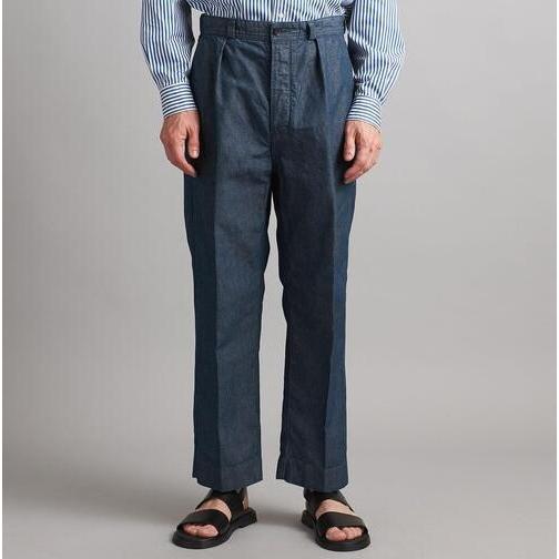 SOVEREIGN ソブリン 日本製 コットン/リネン 1プリーツインディゴパンツ 1114-246-8360 L Indigo UNITED ARROWS ボトムス【中古】【SOVEREIGN】 SOVEREIGN ソブリン 日本製 コットン/リネン 1プリーツインディゴ