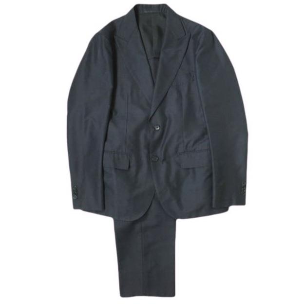 UNITED ARROWS ユナイテッドアローズ UADT YONEZAWA W/SILK ピークドシングル2Bジャケット＆スラックス 46 NAVY スーツ セットアップ | 