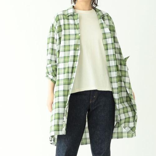 INDIVIDUALIZED SHIRTS x BEAMS BOY インディビジュアライズドシャツ 別注 チェックワイドワンピース グリーン シャツ 長袖 開襟 g20366 |  | 02