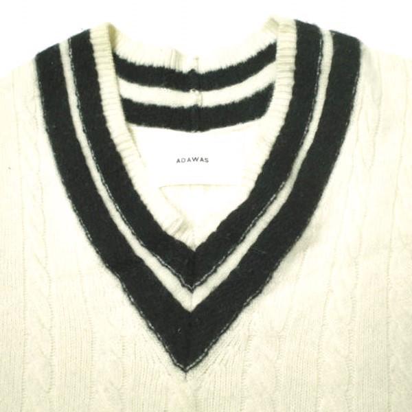 ADAWAS アダワス 日本製 チルデンニットベスト ADWA-901-51A 38 オフホワイト/ブラック セーター Vネック ケーブル トップス g20419 |  | 04