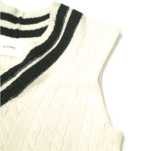 ADAWAS アダワス 日本製 チルデンニットベスト ADWA-901-51A 38 オフホワイト/ブラック セーター Vネック ケーブル トップス g20419 |  | 05