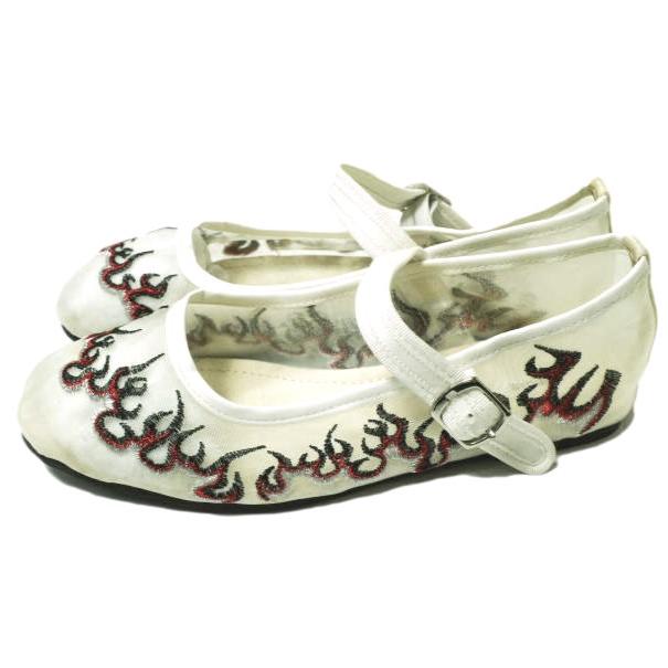 HEY! Mrs ROSE ヘイミセスローズ ファイヤー刺繍 カンフーシューズ S(22.5-23cm) ホワイト チュール シューズ g20429 |  | 01