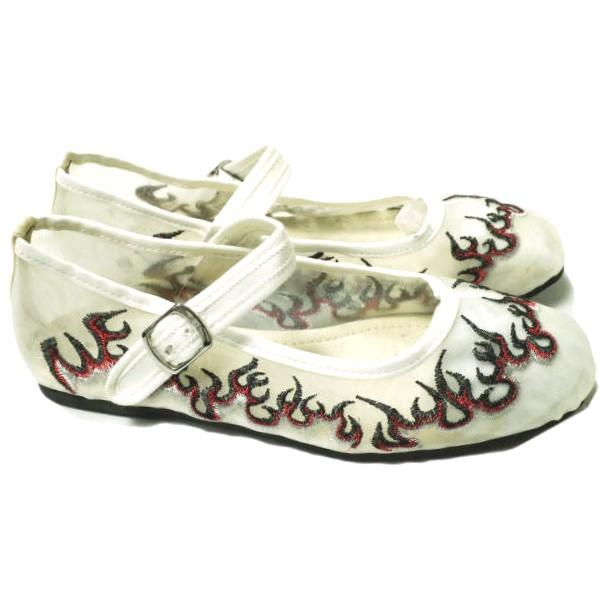 HEY! Mrs ROSE ヘイミセスローズ ファイヤー刺繍 カンフーシューズ S(22.5-23cm) ホワイト チュール シューズ g20429 |  | 02