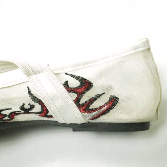 HEY! Mrs ROSE ヘイミセスローズ ファイヤー刺繍 カンフーシューズ S(22.5-23cm) ホワイト チュール シューズ g20429 |  | 06