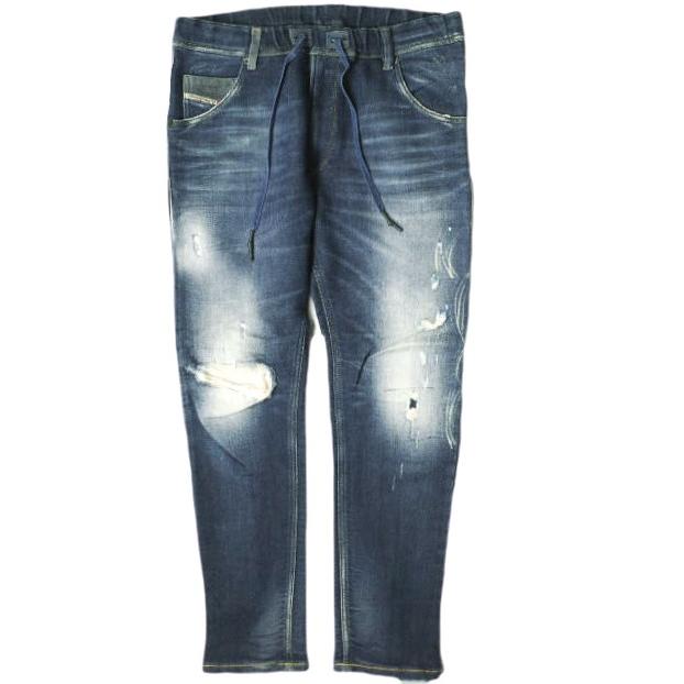 DIESEL ディーゼル KROOLEY-NE SWEAT JEANS クラッシュ加工スウェットデニムパンツ JOGGJEANS 32 Indigo イージー ジョグジーンズ g20506 | 