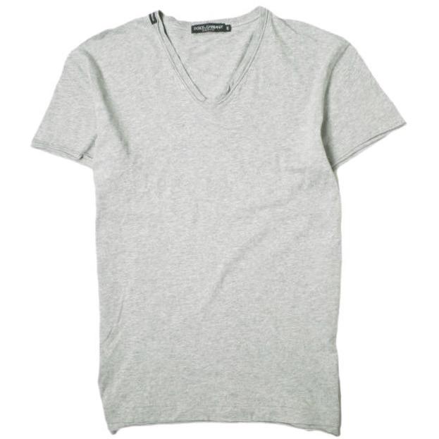 DOLCE＆GABBANA ドルチェアンドガッバーナ Jersey Contrast Trim Detail T-Shirt レイヤードVネックTシャツ G8N27T / G7AB7 46 GRAY g20509 | 