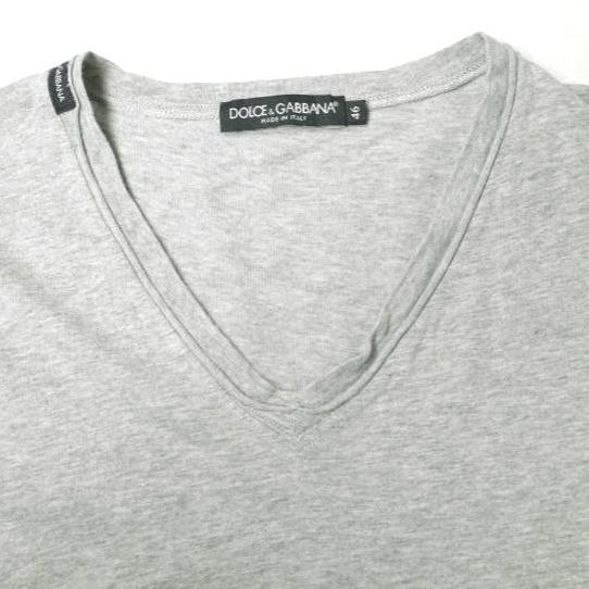 DOLCE＆GABBANA ドルチェアンドガッバーナ Jersey Contrast Trim Detail T-Shirt レイヤードVネックTシャツ G8N27T / G7AB7 46 GRAY g20509 |  | 03