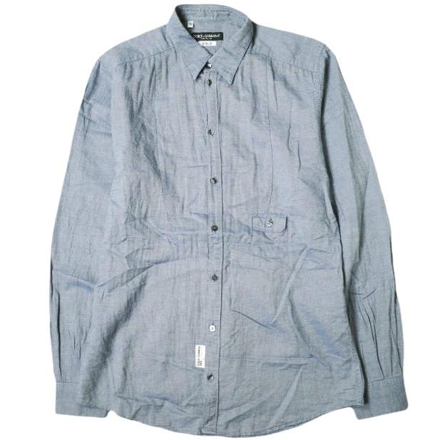 DOLCE＆GABBANA ドルチェアンドガッバーナ イタリア製 GOLD シャンブレードレスシャツ G5985T / FU5GW 151/2(39) BLUE 長袖 g20511 | 