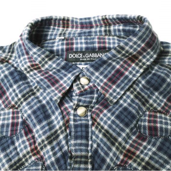 DOLCE＆GABBANA ドルチェアンドガッバーナ イタリア製 GOLD チェックウエスタンシャツ G5AW2T / FQEAF 151/2(39) BLUE 長袖 g20512 |  | 03