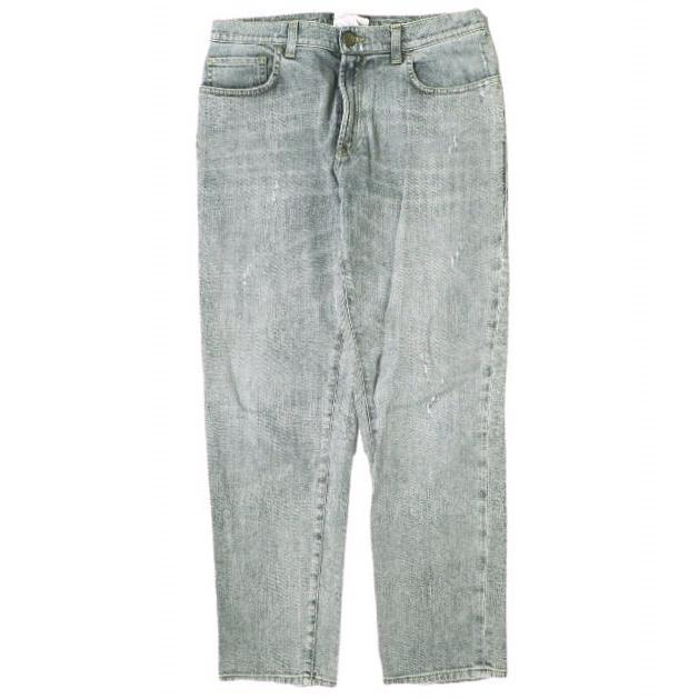 DOLCE＆GABBANA ドルチェアンドガッバーナ 22 ロゴプレート付き ダメージ加工テーパードデニムパンツ G32DAP G8K71 44 GRAY ジーンズ | 