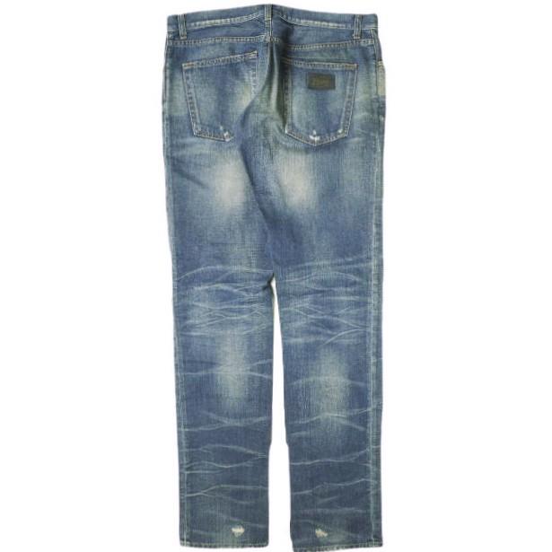 DOLCE＆GABBANA ドルチェアンドガッバーナ 14GOLD  ロゴプレート付き リペア加工デニムパンツ G39CLP G8M44 46 Indigo ローライズ ジーンズ |  | 01