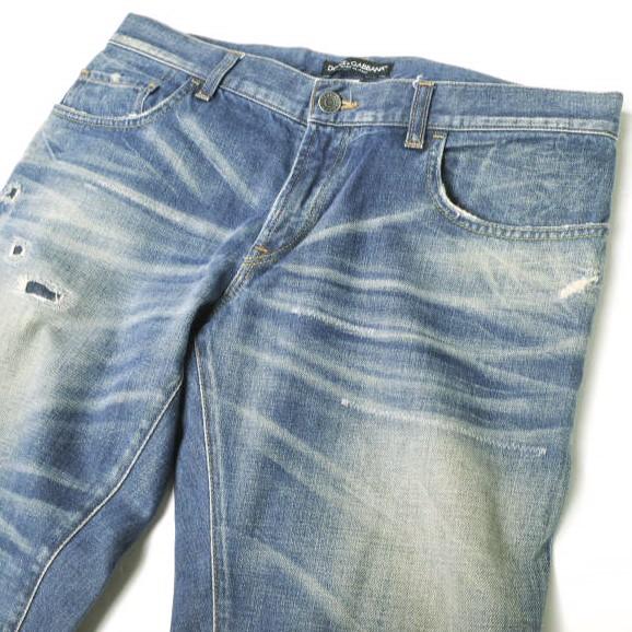 DOLCE＆GABBANA ドルチェアンドガッバーナ 14GOLD  ロゴプレート付き リペア加工デニムパンツ G39CLP G8M44 46 Indigo ローライズ ジーンズ |  | 03