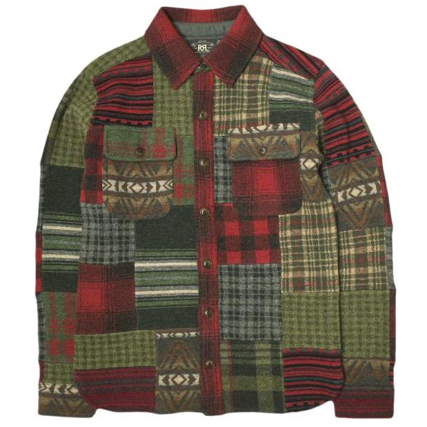 RRL ダブルアールエル Patchwork Work Shirt Sweater パッチワーク ワークシャツ セーター XS RED Double RL チェック 定価202,400円 | 