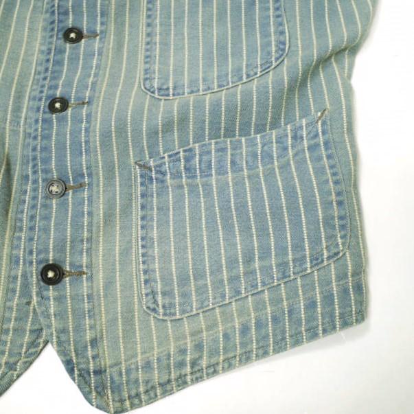 名作 RRL ダブルアールエル ウォバッシュ インディゴ ストライプ ベスト M RRL ダブルアールエル WABASH VEST ウォバッシュストライプド