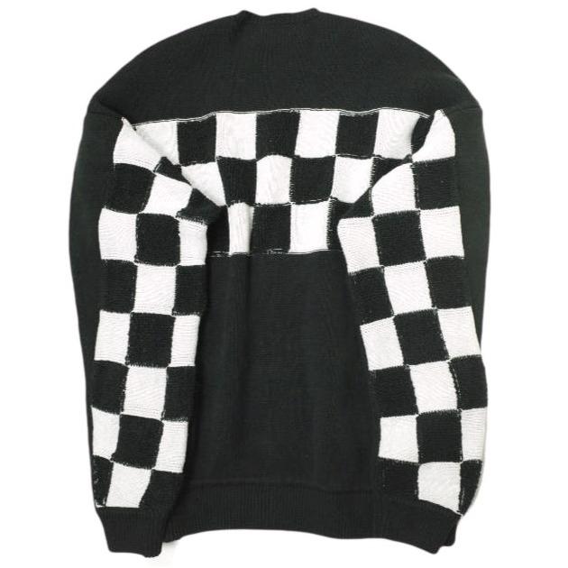 Danke Schon ダンケシェーン RV CREWNECK KNIT CHECKER オーバーサイズチェッカークルーネックニット Free ブラック セーター サンプル品 | 