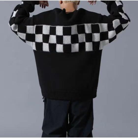 Danke Schon ダンケシェーン RV CREWNECK KNIT CHECKER オーバーサイズチェッカークルーネックニット Free ブラック セーター サンプル品 |  | 02