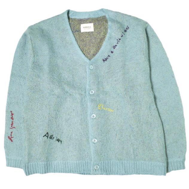 B:MING by BEAMS ビーミング バイ ビームス 23AW ambiance シャギーネームカーディガン ONE SIZE SAX ニット トップス g20905 | 