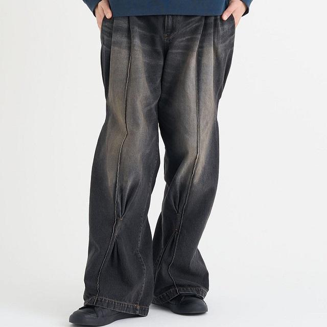 新品 KHOKI コッキ 25SS 日本製 Pleat-design denim pants プリーツ