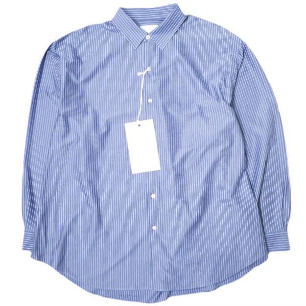 【新品未使用】KANEMASA PHIL.☆ストライプシャツ☆L☆白　黒 KANEMASA PHIL.】46G ATOMOSPHERE STRIPE SHIRT - WHITE×NAVY