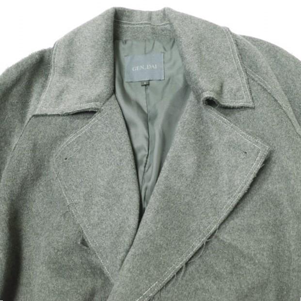 GEN_DAI ゲンダイ 23AW LONG COAT ベルテッド ウールオーバーコート 1 グレー カットオフ チェスター アウター g21321 |  | 03