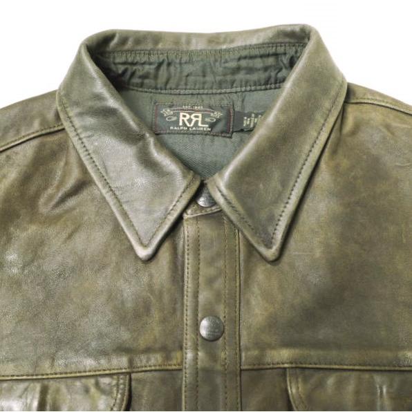 新品 RRL ダブルアールエル 25SS Hand-Distressed Leather Overshirt