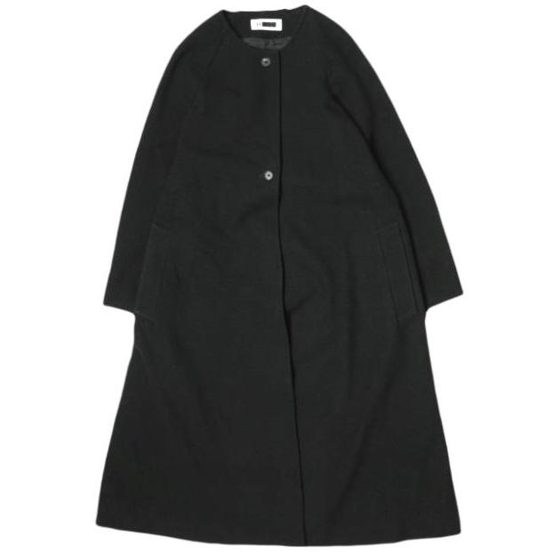 H BEAUTY＆YOUTH エイチ ビューティーアンドユース 日本製 ウールメルトン ベルテッドノーカラーコート 1625-299-4169 M ブラック g21388 | 