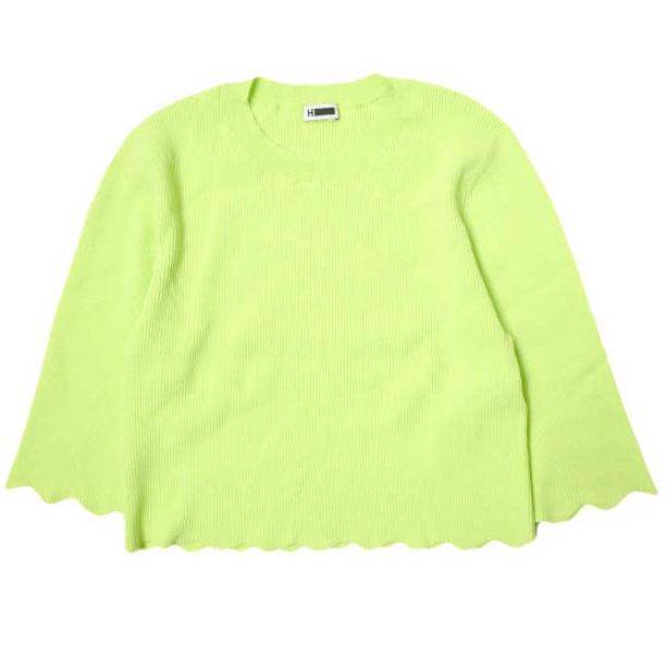 H BEAUTY＆YOUTH エイチ ビューティーアンドユース スカラップショートニットプルオーバー 1618-199-0968 Free LIME セーター クルーネック | 