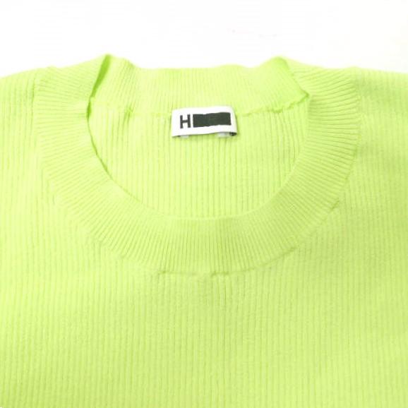 H BEAUTY＆YOUTH エイチ ビューティーアンドユース スカラップショートニットプルオーバー 1618-199-0968 Free LIME セーター クルーネック |  | 04