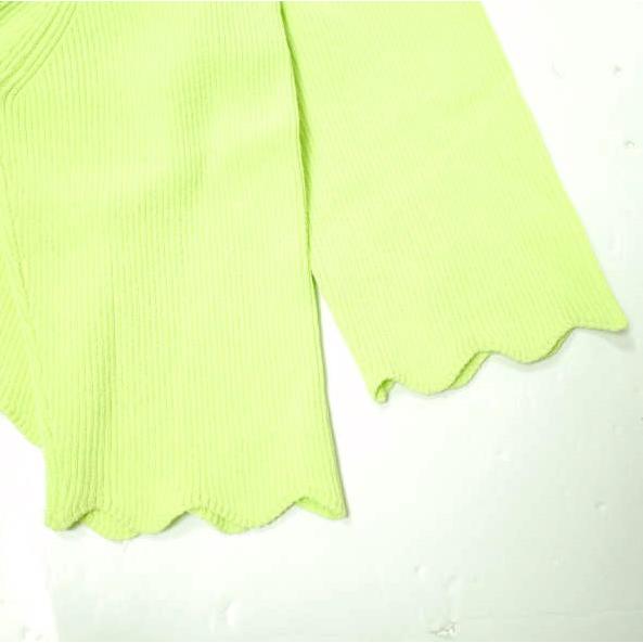 H BEAUTY＆YOUTH エイチ ビューティーアンドユース スカラップショートニットプルオーバー 1618-199-0968 Free LIME セーター クルーネック |  | 05