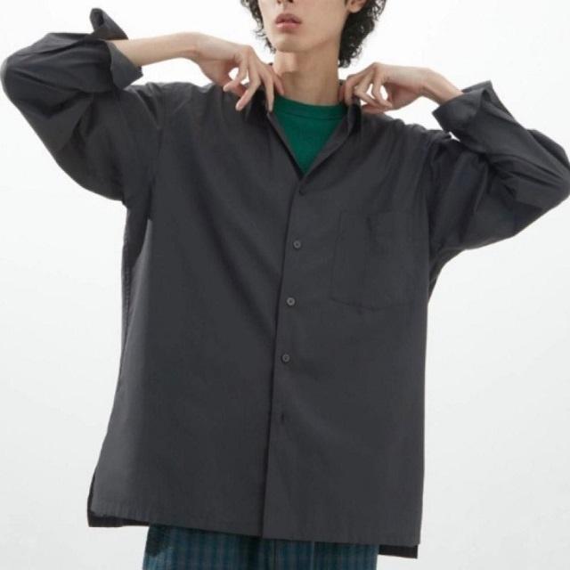 UNIQLO U ユニクロユー オーバーサイズシャツ（長袖） 331-455962 L DARK GRAY Christophe Lemaire クリストフルメール トップス g21626 |  | 02