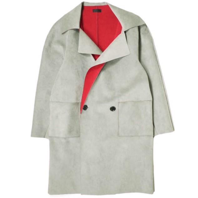 CLASS クラス Bardi Ultra Suede Coat レーザーカット ウルトラスエードボンディング トレンチコート CBEA13UNIB 2 Grey/Red 定価171,600円 | 