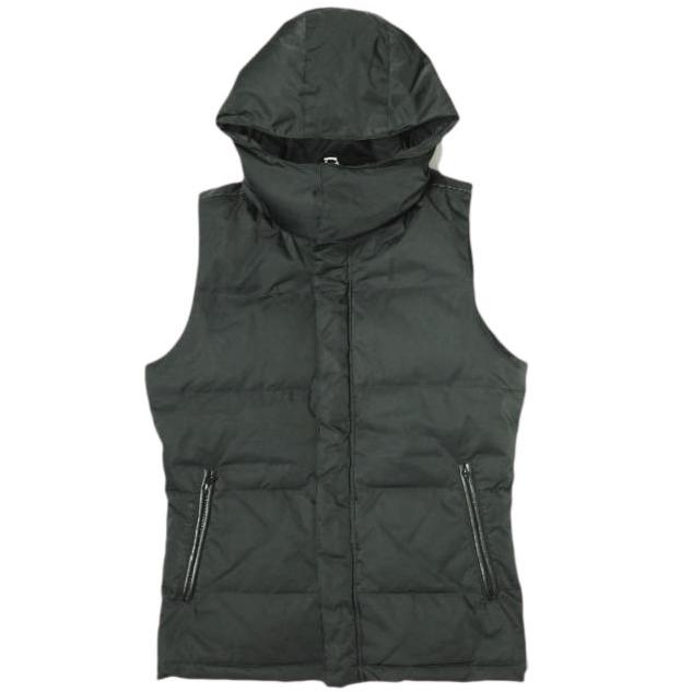 wjk ダブルジェイケイ memory twill lamb hooded down vest メモリーツイル ダウンベスト 2008 cf02S L BLACK 定価94,700円 ラムレザー | 