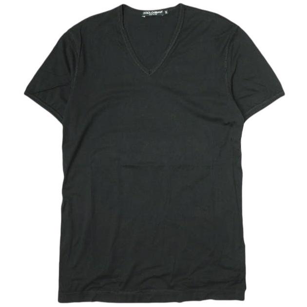 DOLCE＆GABBANA ドルチェアンドガッバーナ イタリア製 クラッシュ加工VネックTシャツ G8L45T / G7U29 50 BLACK 半袖 トップス g21667 | 