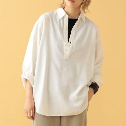 Pilgrim Surf+Supply ピルグリム サーフ+サプライ 23AW McCarthy Popover Shirt ブラッシュドコットン プルオーバーシャツ XS OFF WHITE |  | 02