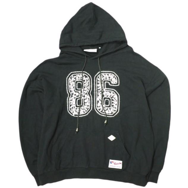 el conductorH コンダクター 24SS CORD EMBROIDERED COTTON HOODED SWEATER TEAM 86 スウェットプルオーバーパーカー PD24SC01 4(L) BLK | 