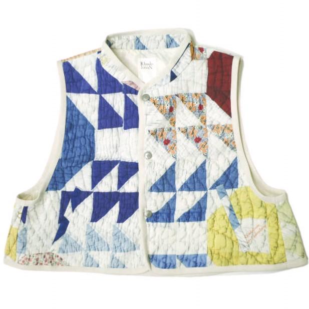 RhodolirioN ロドリリオン 23SS Padding Vest - Printed Patchwork Quilt 中綿ベスト プリントパッチワークキルト MP801 WHITE ネペンテス | 