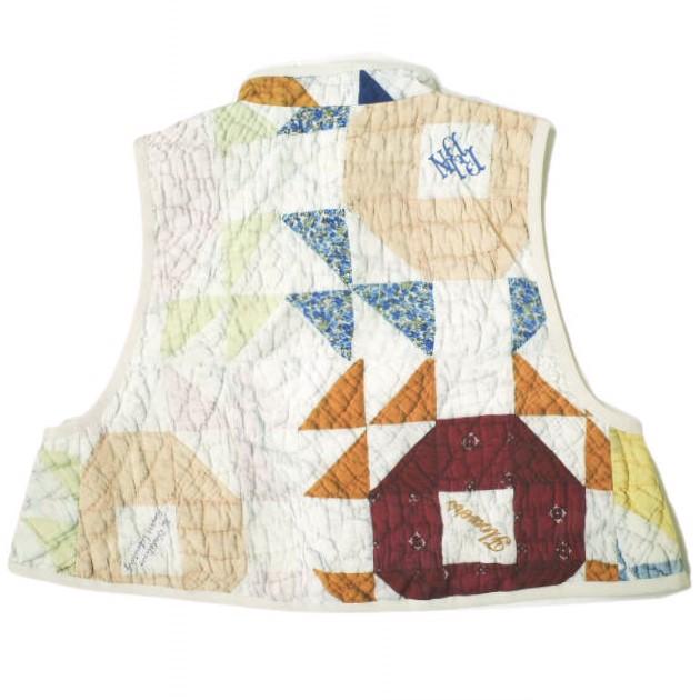RhodolirioN ロドリリオン 23SS Padding Vest - Printed Patchwork Quilt 中綿ベスト プリントパッチワークキルト MP801 WHITE ネペンテス |  | 01