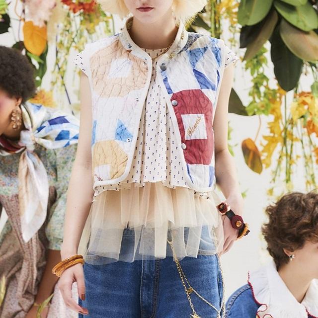 RhodolirioN ロドリリオン 23SS Padding Vest - Printed Patchwork Quilt 中綿ベスト プリントパッチワークキルト MP801 WHITE ネペンテス |  | 02