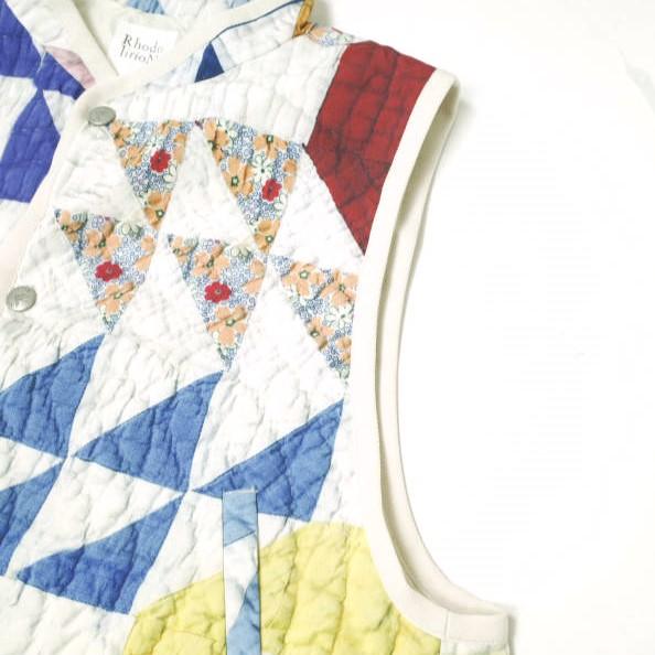 RhodolirioN ロドリリオン 23SS Padding Vest - Printed Patchwork Quilt 中綿ベスト プリントパッチワークキルト MP801 WHITE ネペンテス |  | 04