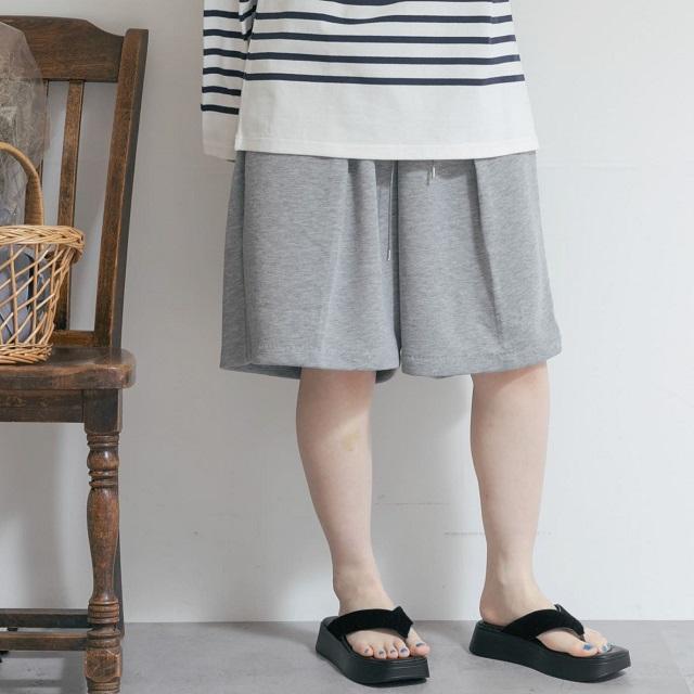 MIDIUMISOLID x THE GOODLAND MARKET ミディウミソリッド TGM 別注 Short Easy Pants スウェット1タックショーツ グレー イージー パンツ |  | 02