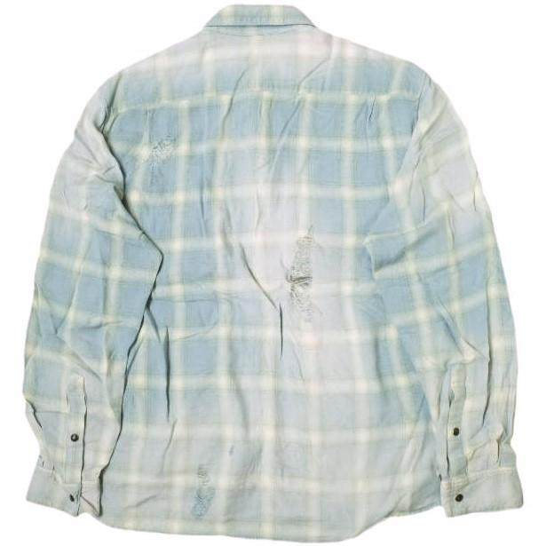 新品 KHOKI コッキ 25SS 日本製 Vintage-Effect Shirt ヴィンテージエフェクトシャツ 25ss-b-01 2 Blue オンブレチェック ダメージ加工 |  | 01