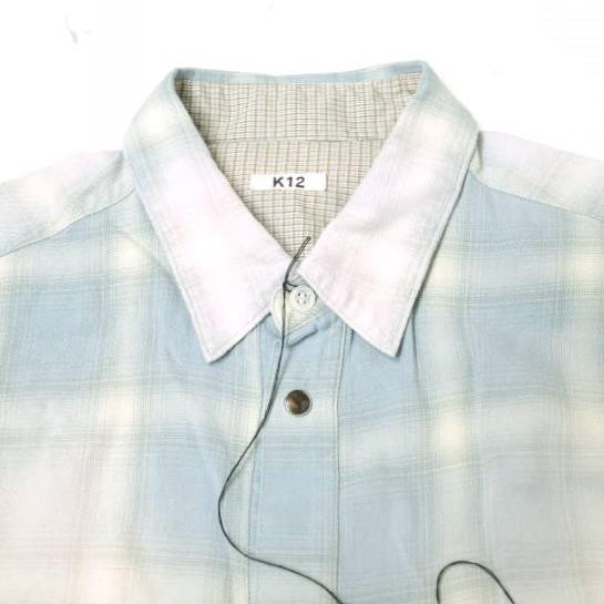KHOKI コッキ 25SS 日本製 Vintage-Effect Shirt ヴィンテージエフェクトシャツ 25ss-b-01 2 Blue 長袖 オンブレチェック ダメージ加工 トップス【新古品】【中古】【KHOKI】 新品 KHOKI コッキ 25SS 日本製 Vintage-Effect Shirt ヴィンテージ