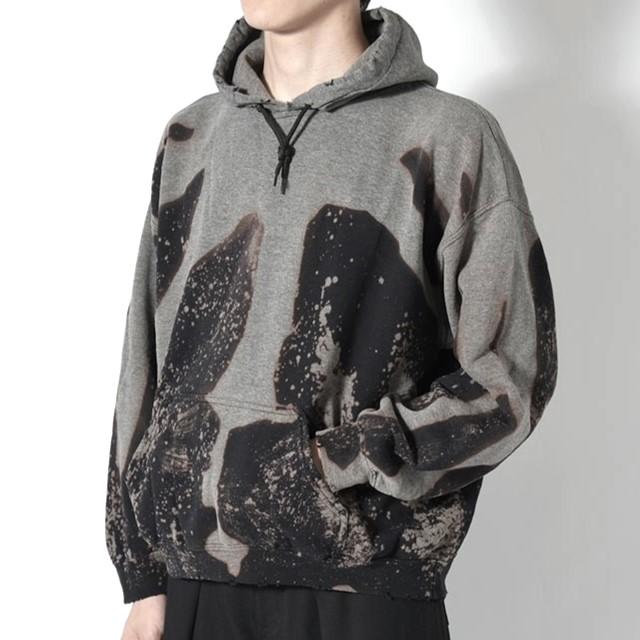 新品 SASQUATCHfabrix. サスクワァッチファブリックス 24AW DESTROY HOODIE ハイパーブリーチ ダメージ加工プルオーバーパーカー L BLACK |  | 02