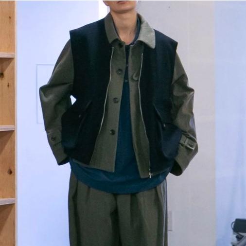 新品 my beautiful landlet マイビューティフルランドレット 24AW MELTON FABRIC ZIP VEST ウールメルトンジップベスト WM13-BS242131 1 |  | 02