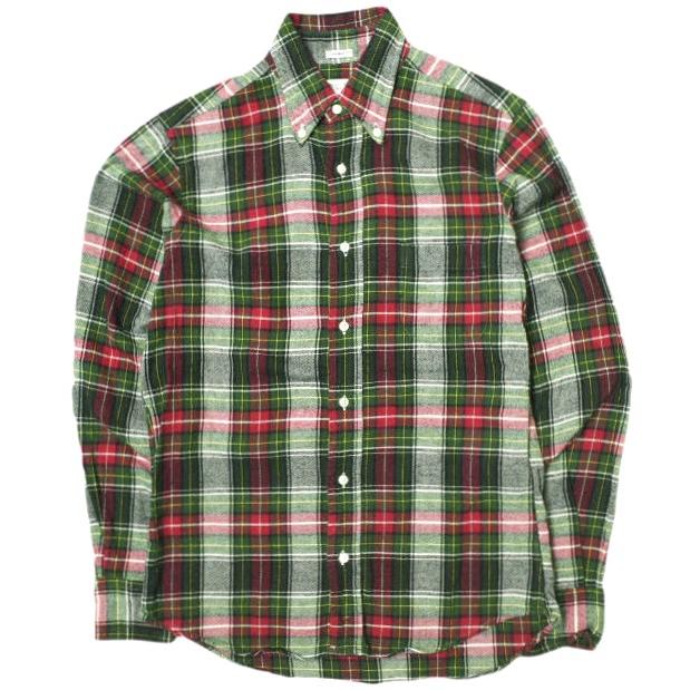 INDIVIDUALIZED SHIRTS インディビジュアライズドシャツ マドラスチェックコットンフランネルBDシャツ 141/2(32) STANDARD FIT GREEN/RED | 