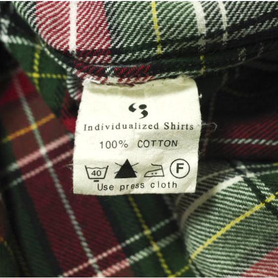 INDIVIDUALIZED SHIRTS インディビジュアライズドシャツ マドラスチェックコットンフランネルBDシャツ 141/2(32) STANDARD FIT GREEN/RED |  | 06