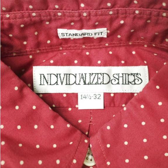 INDIVIDUALIZED SHIRTS インディビジュアライズドシャツ アメリカ製 ポルカドットBDシャツ 141/2(32) STANDARD FIT RED 長袖 ボタンダウン |  | 02